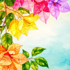 Vibrant Bougainvillea blossoms against a soft sky