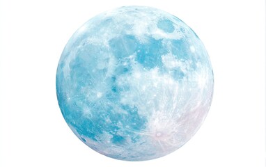 Full, light-blue moon, isolated