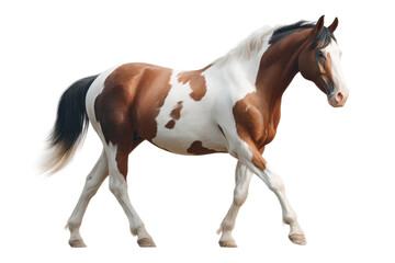 Obraz premium Elegant brown and white painted horse in motion, cut out