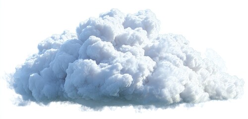 Fluffy white cloud cluster against a plain white background