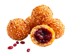 Chinese sesame balls with red bean filling isolated png transparent background