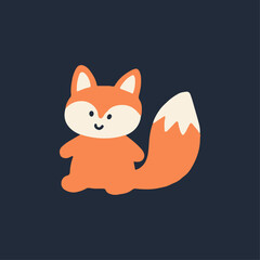 Cute Cartoon Fox Sitting and Smiling Illustration, Simple Kawaii Style Forest Animal Vector Design, Kids Mascot Character and Nursery Decor