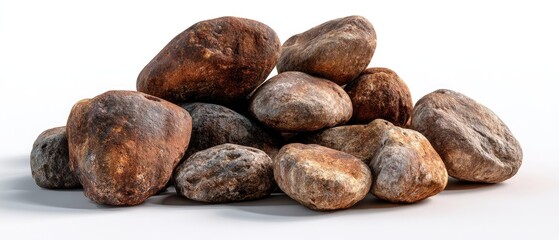 Obraz premium Pile of rounded, reddish-brown stones