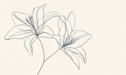 Elegant line art of two lilies © Pepe