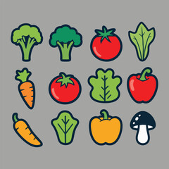 World Vegetarian Day vector illustration bundle featuring fresh vegetables, healthy plant-based food icons, eco-friendly symbols, and vibrant veggie characters in solid colors.