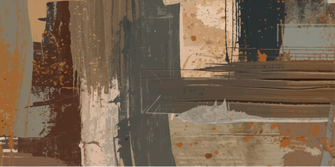 Antique weathered wood architecture: an old wooden door, fence, and wall show a grunge brown texture.