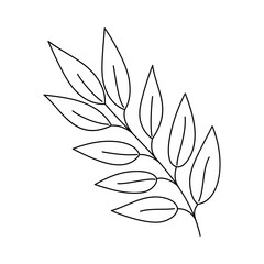 Leaf simple outline hand drawn doodle vector illustration, floral botanical minimalist image for environment projects, nature concept, coloring page, scrapbooking, line art sketch
