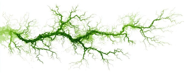 Obraz premium Abstract illustration of branching, vibrant green tendrils against a white background