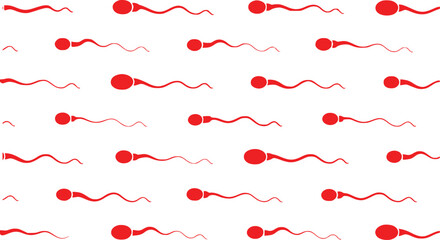 Seamless Pattern of Red Spermatozoa on White Background