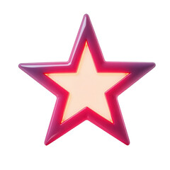 A vibrant, glowing star shape, featuring a warm-toned interior light and a gradient of magenta-pink hues, presented against a stark black backdrop.