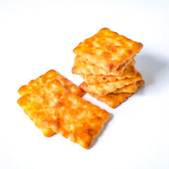 Square biscuits coconut over a white background.