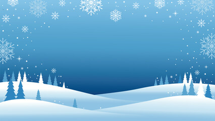 Winter wonderland vector background. Christmas holiday landscape with snow.