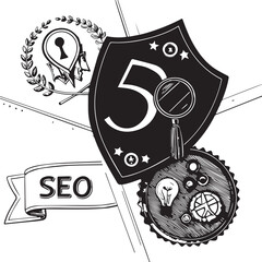 Shield Style SEO Badge Vector Illustration