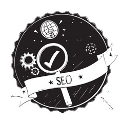 Creative SEO Shield Badge for Top Ranking