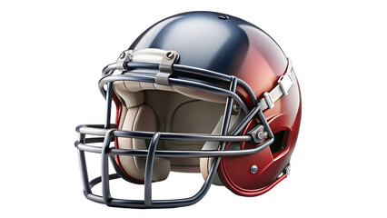 Fototapeta premium American football helmet with a red and blue gradient isolated on transparent background, a symbol of sportsmanship and athletic competition