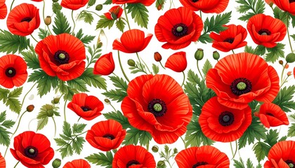 Vibrant poppy floral pattern