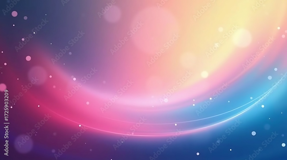 Poster abstract colorful background with glowing bokeh and light curves. a vibrant and ethereal design with