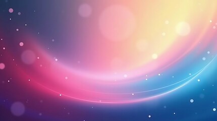 Obraz premium Abstract colorful background with glowing bokeh and light curves. A vibrant and ethereal design with a gradient of pink, blue, and yellow. Perfect for celebrations and concepts. Generative Ai.