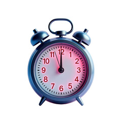 A vintage-style alarm clock displays the final moments before midnight, with glowing red numerals against a dark background.