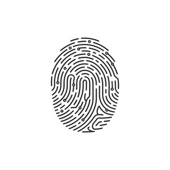 Modern Biometric Fingerprint Icon Integrated with Electronic Circuit Lines for Secure Digital Identification.