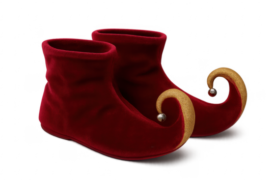 Red velvet elf boots with jingle bells