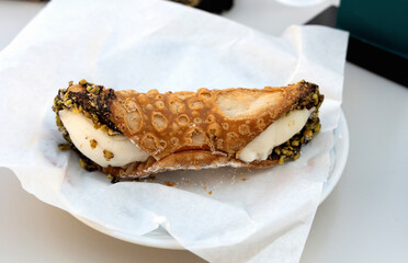 Sweet cannoli pastry with ricotta filling