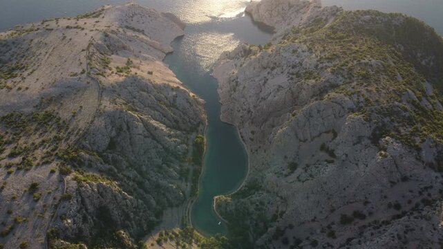Scenic natural landscape of dramatic canyon taken in Croatia, Zavratnica Bay