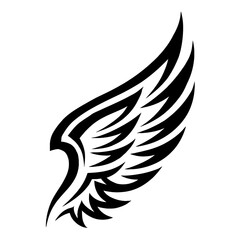 Obraz premium Stylized Black Tribal Single Wing Vector Icon - Modern Tattoo or Graphic Design Element