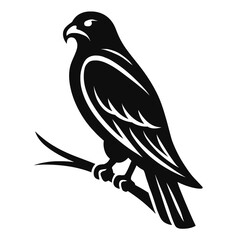 Obraz premium Aggressive Black Hawk or Eagle Vector Icon - Strong and Serious Raptor Mascot Symbol