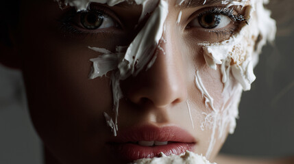 Woman's face covered in cake after total baking disaster