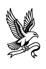 Obraz premium Soaring Eagle with Blank Banner Vector Icon - Symbol of Freedom and Achievement