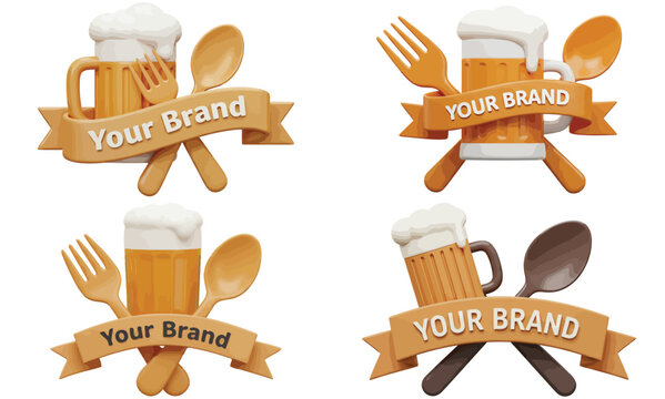 A set of beer labels and icons with vector illustration for a drink menu design - Powered by Adobe
