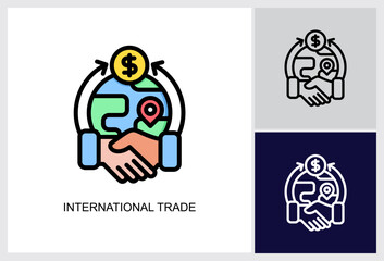 International Trade icon Multi Style Vector Illustration 