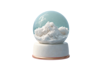 Enchanting snow globe with floating snowflakes in serene winter scene, cut out