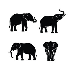 Elegant Silhouette Collection of Elephants.