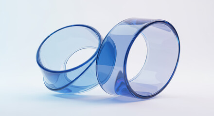 A beautiful futuristic abstract 3D render of ultra-thin transparent glass panels with perfectly rounded edges, all carefully aligned to create a simple yet striking circular loop formation design.