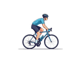Naklejka premium Dynamic vector illustration of a male cyclist in athletic gear riding a road bicycle, capturing the essence of sport, endurance, and a healthy, active lifestyle