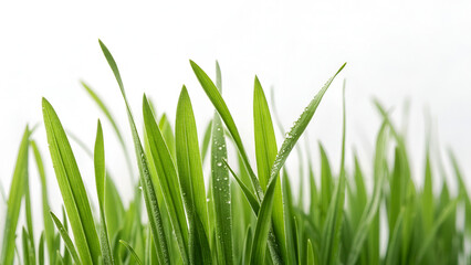 Fototapeta premium green grass with drops isolated on white background