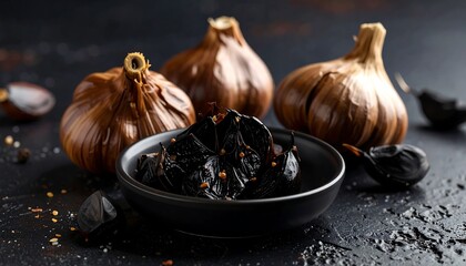 Close-up of black garlic cloves