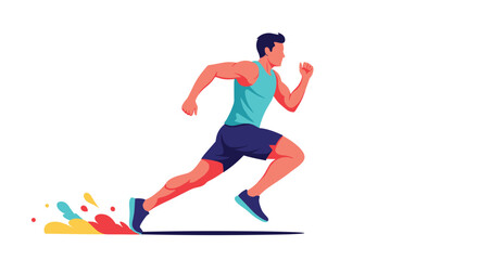 Obraz premium An athletic man with an energetic stride in a motion blur running illustration.