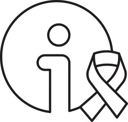 Cancer Information Sign And Tape Thin Line Icon