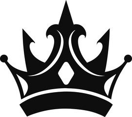 Detailed black crown silhouette vector illustration on a white background