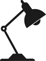 Simple white silhouette of a desk lamp icon on a background