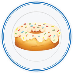 donut with chocolate on a plate 