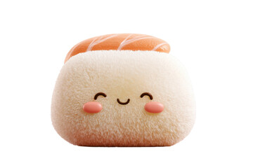 Cute smiling sushi with salmon topping, cut out