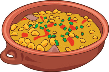 illustration of a pot of vegetable rice 