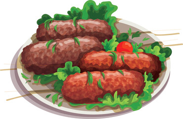 grilled meat with vegetables