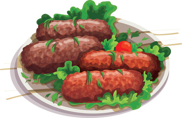 grilled meat with vegetables