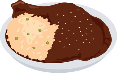 meat with rice on a plate 