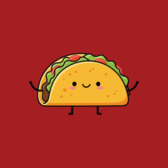 Cute Taco Cartoon Character with Face and Legs Mascot